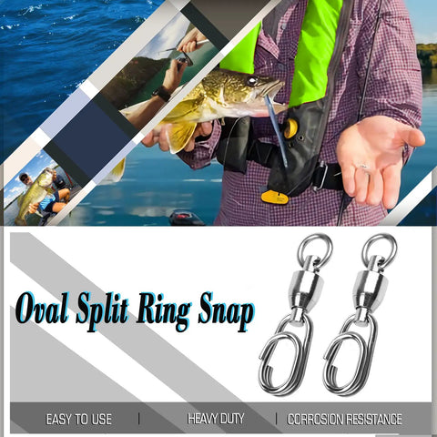 Tough As Nails Heavy Duty Snap Swivel Set With Stainless Split Rings And Ball Bearing Swivels For Freshwater And Saltwater Fishing 25 Pcs 50 Lb Capacity Smooth Rotation And Line Twist Reduction, stainless snap swivels