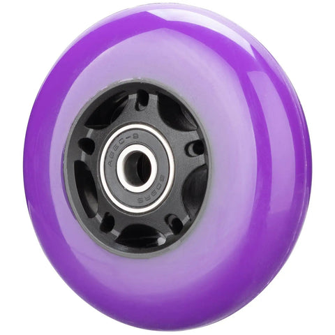 Purple Pro Grade Inline Skate Wheel with ABEC-9 Bearings, 85A hardness, for Roller Hockey Skates, close-up view