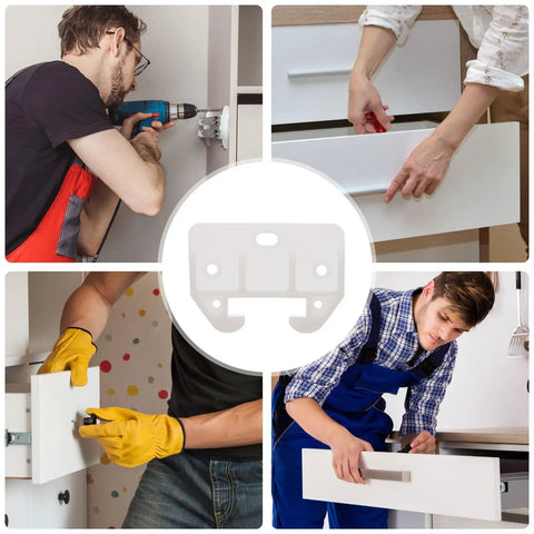 White Plastic Drawer Slides 12 Pack Center Mount Rails for dresser installation and usage in various settings.
