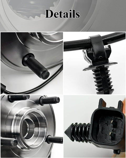 Close-up of 2 Pack Heavy Duty Front Wheel Bearing And Hub Assembly For Wrangler JK 2011 Through 2018 5 Lug With ABS details