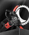 No Sweat Heavy Lifting Electric Ring Saw For Concrete Walls Featuring Slick Wet Cooling Dust Control and Smooth Precision Grooving visible from the side, showcasing design.