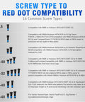 Heavy Duty Red Dot Sight Screw Kit With Multiple Size Mounting Hardware For Pistols And Optics Drop In Setup No Sweat Rigging Tight Secure Fit Built Solid Field Ready Gear Upgrade compatibility chart for various screw types.