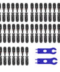 100 Piece Solar Panel Connector Kit IP67 Waterproof Male And Female Connectors, 50 Pairs With 2 Spanners, Tin Plated Copper Contacts
