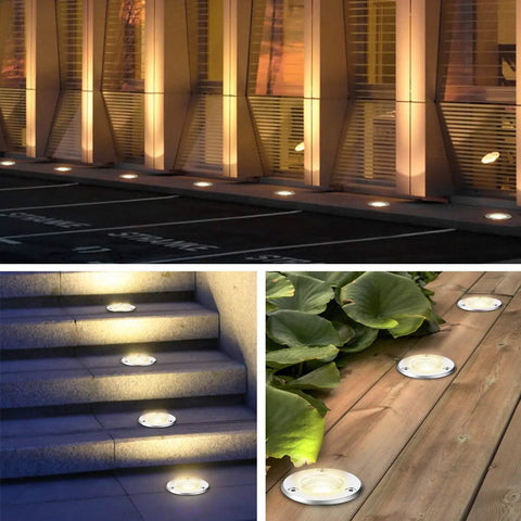 Low Voltage Landscape Lighting Kit For Outdoors, 12 Pack 7W Ground Lights With 24 Connectors, Waterproof in various settings