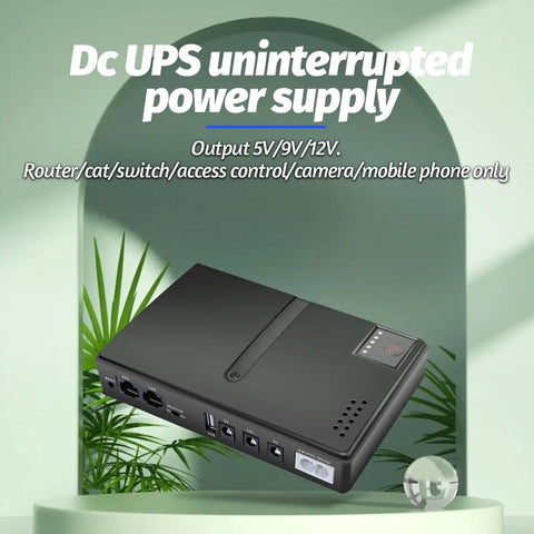 Rock Solid 18W DC UPS Power Backup compact power supply with 5V 9V 12V outputs for routers and PoE cameras.