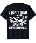 Black Glider Pilot Essentials Tee with sailplane graphic and slogan for sailplane lovers and hobbyists, comfort fit.