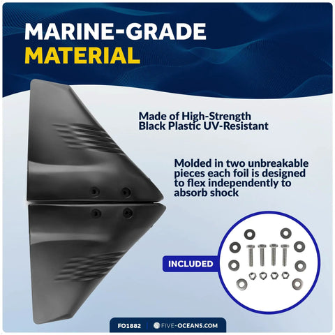 Hydrofoil For Outboard Motors Gives Your Boat a Real Boost Up To 200HP Black Hydro Stabilizer with mounting hardware and instructions.