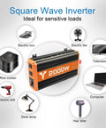 2000 Watt Pure Sine Wave Car Inverter 12V DC To 120V AC With 4000 Watt Peak Power ideal for electronics