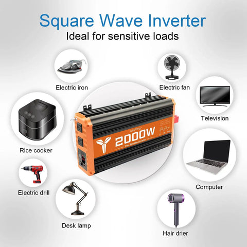 2000 Watt Pure Sine Wave Car Inverter 12V DC To 120V AC With 4000 Watt Peak Power ideal for electronics