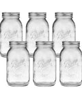 Regular Mouth Glass Mason Jars With Lids And Bands 32 Oz Quart Size Pack Of 6 For Canning Preserving Crafting And Gift Giving BPA Free