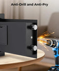 Smart Biometric Fingerprint Safe Lockbox With 3 Way Access showing anti-drill feature with power drill resistance
