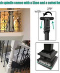 Heavy Duty Iron Square Railing Posts With 270 Degree Swivel Bracket And Flat Mount Shoe showing adjustable head and shoe.