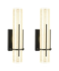 Dope Modern Black LED Wall Sconce Set of Two for Living Room and Hallway with Crystal Glass No Bulbs Needed, vertical mount view