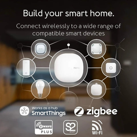 All In One Smart Home Hub That Connects Z Wave Zigbee And Matter Devices Works As A SmartThings Hub with device icons