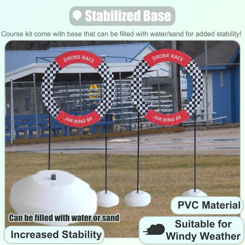 Indoor Drone Obstacle Course Kit For FPV Racing DIY Gates Set Practice Equipment For Beginners And Kids Sturdy Lightweight PVC Frames Customizable Race Modes Solo Or Multiplayer Flight Practice with stable bases for outdoor use.