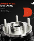 Beefed Up Front Left Steering Knuckle And Wheel Bearing Hub Assembly For Hyundai Santa Fe 2001 2002 2003 2004 With Dust Shield 16 Inch Wheels And 294mm Front Rotor Driver Side Replacement, close-up view.