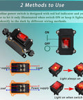 Beefy IP67 Waterproof Inline Switch For 12V DC Systems With Red LED Rocker Button, Outdoor On Off Toggle, 12-24V, 20A, Two Side Entry And Exit Wires, Weatherproof For Marine Auto And All Weather Use, wiring diagram