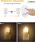 2 Pack Motion Activated Night Lights Plug In Wall Lights With Auto On Sensor Warm White 3000K Adjustable Brightness 30 And 60 LM