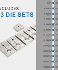 13 die sets for 16 Ton Hydraulic Cable Lug Crimper Kit With 13 Die Sets For 9 AWG To 600 MCM Electrical Terminals Heavy Duty Wire Tool