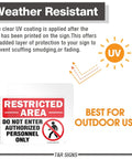 Restricted Area Do Not Enter Authorized Personnel Only Sign 2 Pack 10 By 7 Inches Aluminum Rust Free UV Protected displayed