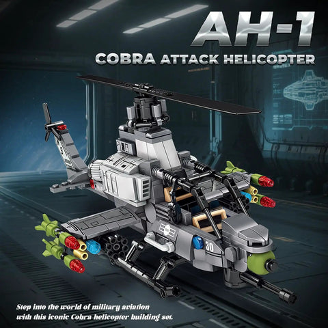 Cobra Attack Helicopter Building Block Set For Military Buffs And Builders, 512 Plus Pieces, 13.3-inch detailed AH-1 model