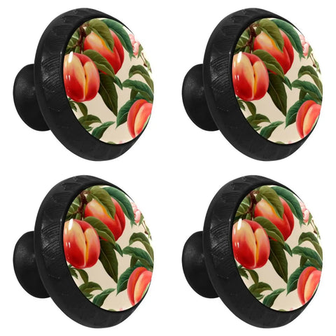 4 Pieces Round Cabinet Knobs And Drawer Pulls Set For Home Kitchen And Bathroom, multicolored fruit design knobs