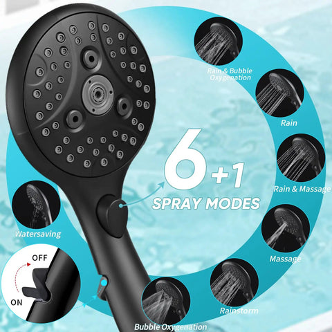 Dual Filtered Shower Head And Handheld Sprayer With Six Spray Settings High Pressure Rainfall Massager Twenty Stage Filter Top Tier Water Quality Zero Drama Install With Flex Hose And Matte Black