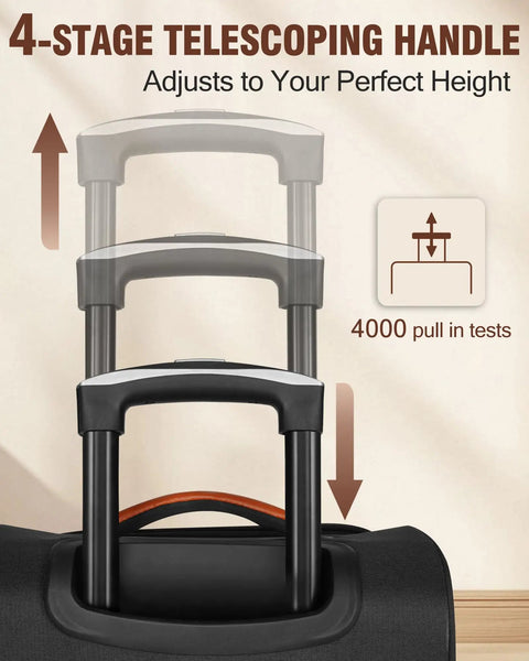 Lightweight 20 Inch Softside Carry On Luggage With Four Spinner Wheels Airline Approved 22 By 14 By 9 TSA Lock Telescoping Handle