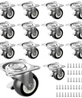 Small Swivel Caster Wheels 14 Pack 1 Inch Low Profile Durable Casters for furniture with mounting brackets and screws.