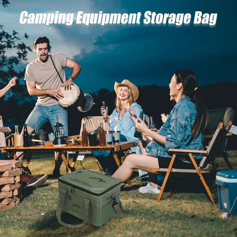 Group enjoying outdoors with 36L Travel Duffle Bag With Shockproof Storage System Lightweight Camping Gear Organizer visible
