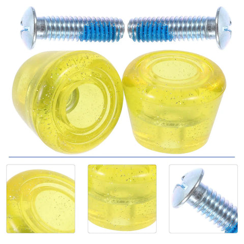 Roller Skate Toe Stops And Plugs Set For Quad And Inline Skates, Wear Resistant Yellow Brake Heads With Screws, Replacement Parts And Gear