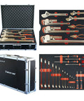 Non-Sparking 28-Piece Tool Set with combination wrenches, adjustable wrenches, pipe wrenches in case, Beryllium Copper