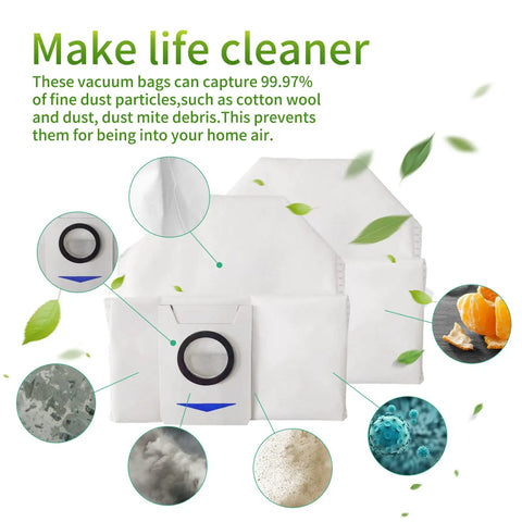 10 Pack Replacement Vacuum Filter Bags For X1 Series Robots And T10 T20 Models Deep Filtration High Quality Material