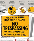 No Trespassing Public Water Supply Vintage Metal Wall Art Sign Weatherproof Aluminum For Outdoor Use Rust Resistant Patio Fence Porch Garden Decor For Outdoor Living Spaces, 8x12 inch yellow sign