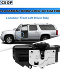 Front Left Driver Side Door Lock Actuator Motor For Chevy GMC SUVs And Trucks 2007 2008 2009 2010 2011 2012 2013 2014 Suburban Tahoe Silverado Avalanche Yukon XL Sierra Replacement, black metal housing