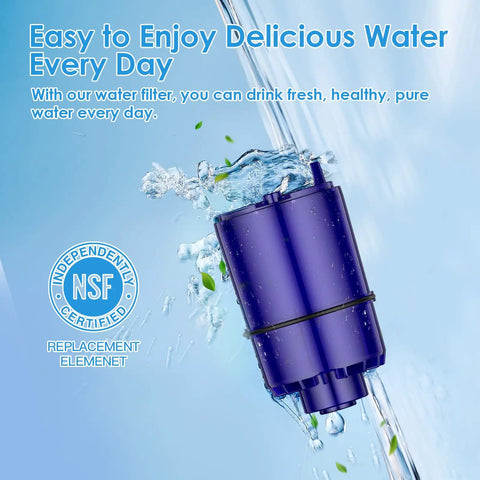 NSF certified faucet water filter replacement for PUR 3 pack, shown in use with water flow, PUR RF9999 filtration system.