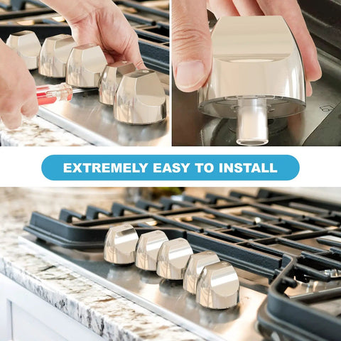 Installation of Five Pack Cooktop Burner Control Knobs For Cafe Series Gas Range CGP350SET1SS CGP350SET3SS CGP650SET3SS Replacement WB03X25889