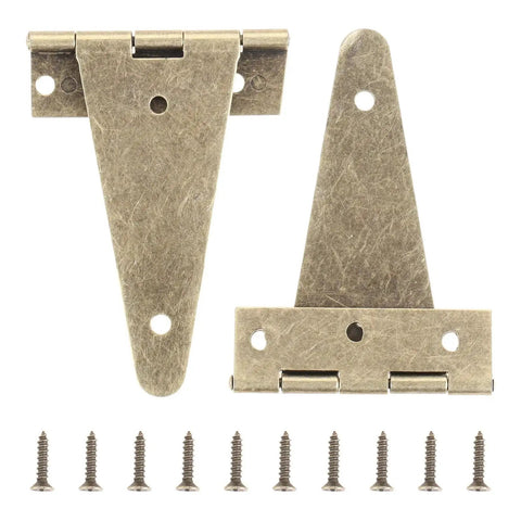 Heavy Duty Bronze Triangle Hinge Set For Cabinets Doors And Gates 101x60mm 2 Pack With Screws Included