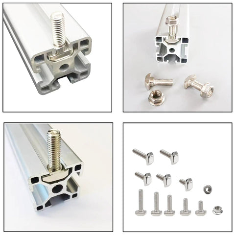 Premium Rock Solid 10 Pair M8x60 T Slot Screws With Flange Nuts 304 Stainless Steel Drop In Sliding Bolts For 40 Series Aluminum Extrusion kit displayed.