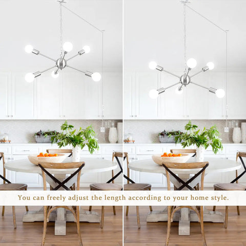 Mid Century Sputnik 6 Light Dope Black Semi Flush Mount Ceiling Fixture With E26 Base for kitchen dining room setup