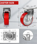 Caster size dimensions for Heavy Duty Casters Set Of 4 Featuring Rock Solid 4 Inch Polyurethane On Steel Wheels Built Tough For 2000 Lb Loads Dual Swivel And Locking Brakes Easy On Garage Carts And Furniture Moving Jobs.