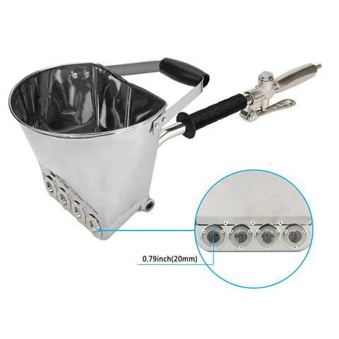 Heavy Duty Pneumatic Stucco Spray Gun With Four Jet Nozzle For Smooth Slap On Plaster Finish Air Powered Mortar Hopper Sprayer with aluminum grip.