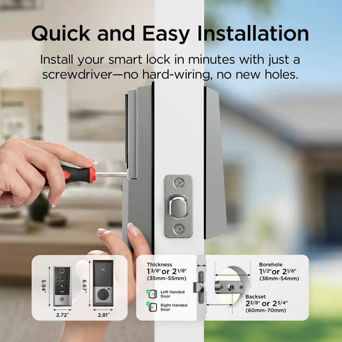 Next Level Smart Front Door Lock Featuring Lightning Fast Fingerprint Keyless Entry Deadbolt With Zero Fret AI Unlocking, installation process.
