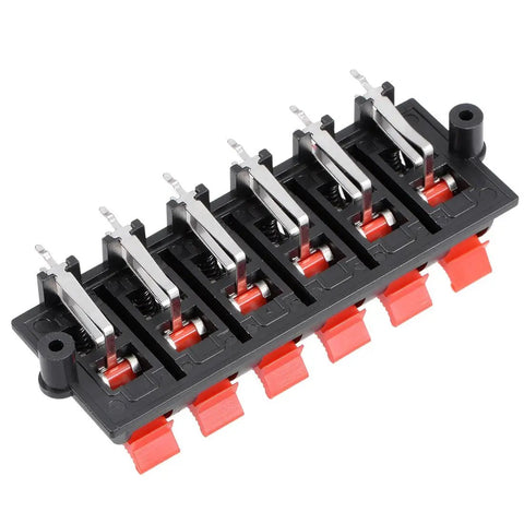 12 Way Jack Socket Spring Push Release Connector Speaker Terminal Strip Block For DIY Speaker Builds And Upgrades, 12 Pins, Push Type