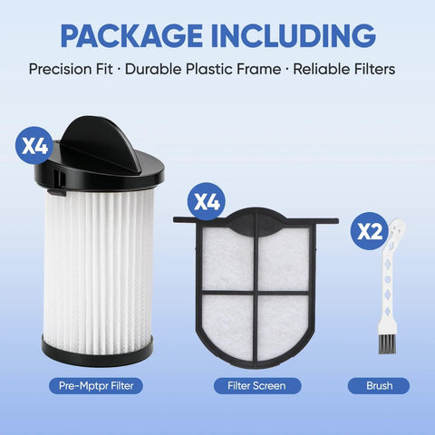 Hassle Free 4 Pack Pre Motor Replacement Filters And Exhaust Filters With Brushes Compatible With Eyevac Neovac Touchless Wall Vacuum Quick Swap For Smooth Daily Cleaning including filters and brushes.