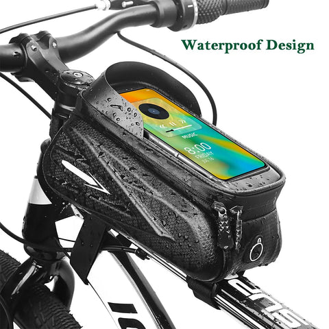 Bike Frame Bag With Touchscreen Phone Holder For Road And Mountain Bikes Large Capacity Cycling Storage Bag For Long Rides