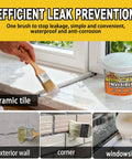 Heavy Duty Waterproof Sealant For Flat Metal Roof Gutters And Foundations That Kicks Leaks To The Curb and Rocks clear liquid being applied on ceramic tile.