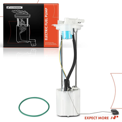 Electric Fuel Pump Module Assembly With Sending Unit For Chevy Silverado 2500 HD 3500 HD And GMC Sierra 2500 HD 3500 HD 2011 2012 2013 2014 2015 2016 V8 6.0L Flex Gas Replacement shown with packaging and seal ring.