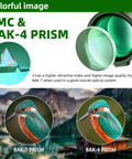 12X 60mm Monocular with Phone Adapter, Tripod and Strap for Bird Watching, Hiking, Concerts, Sports, Travel and Grab and Go Scenic Views, BAK4 Prism for Clear HD Imaging, Lightweight Night Vision Friendly, All Purpose Monocular showing BAK-4 prism lens and bird view comparison