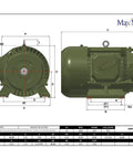 Beefy General Purpose Electric Motor 20HP 1800RPM 575V 3Phase TEFC NEMA 256T Cast Iron Premium For Pumps, Compressors, Conveyors, Fans In Wet Dirty Environments IP55 Class F 1.25 Service Factor dimensional drawing